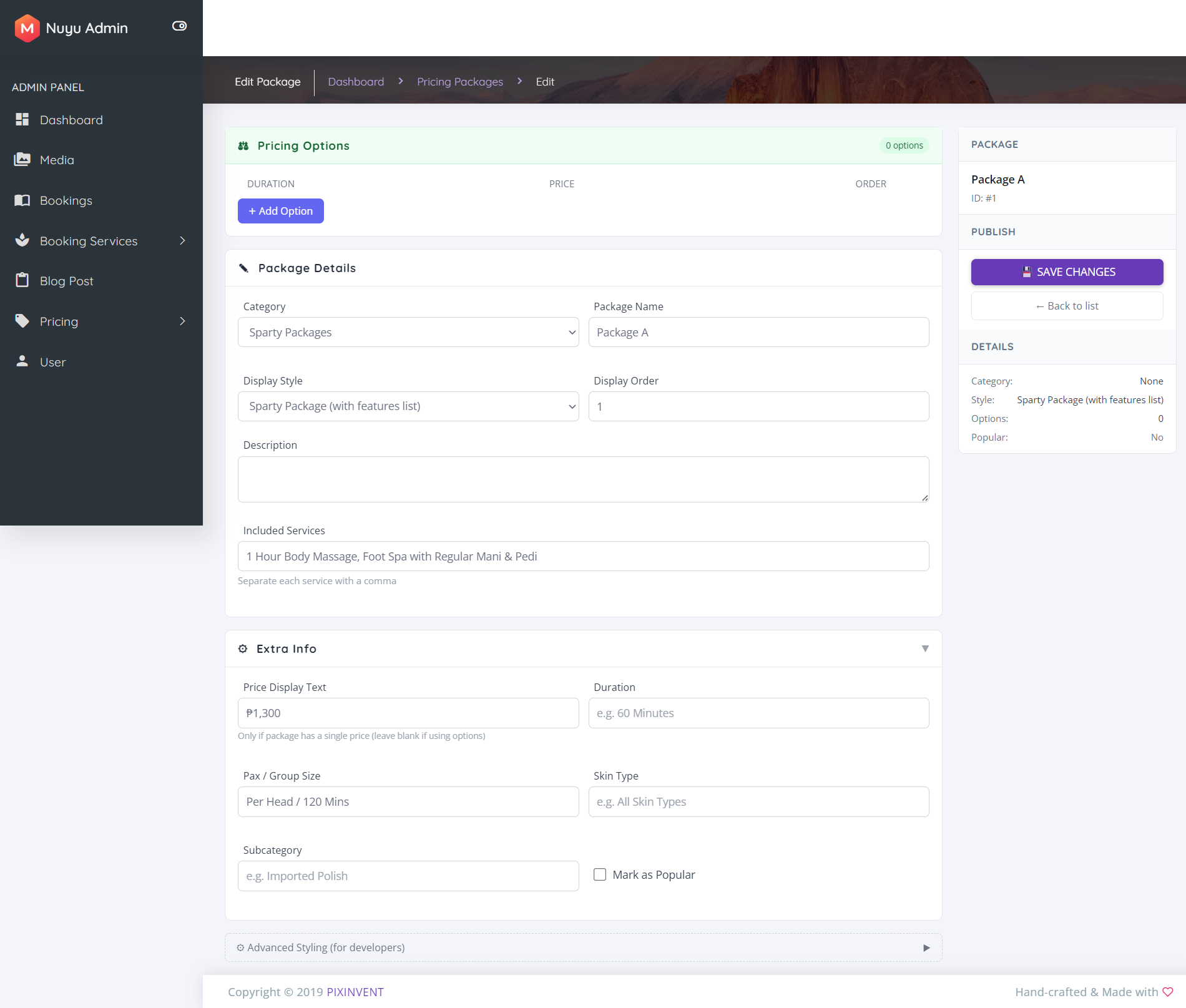 Edit Simple Package